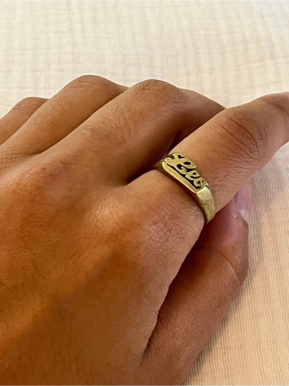 Gold-Plated 'LEO' Script Signet Ring